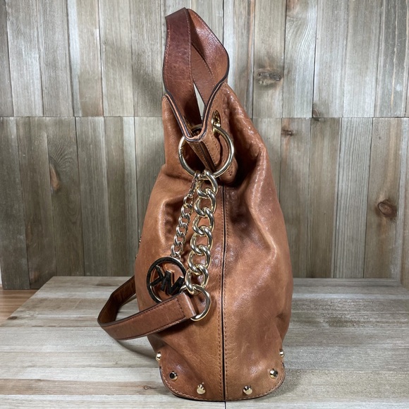 Michael Kors Large Uptown Astor Studded Brown Leather Shoulder Tote - Picture 4 of 9